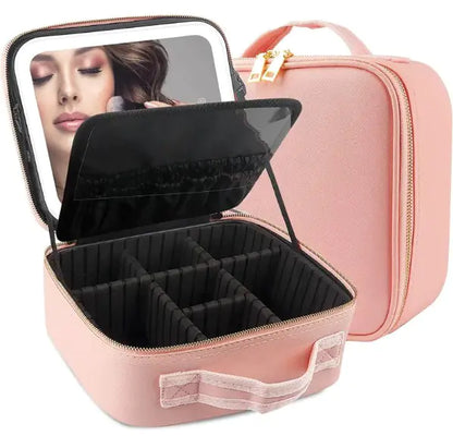 LED Mirror Cosmetic Bag