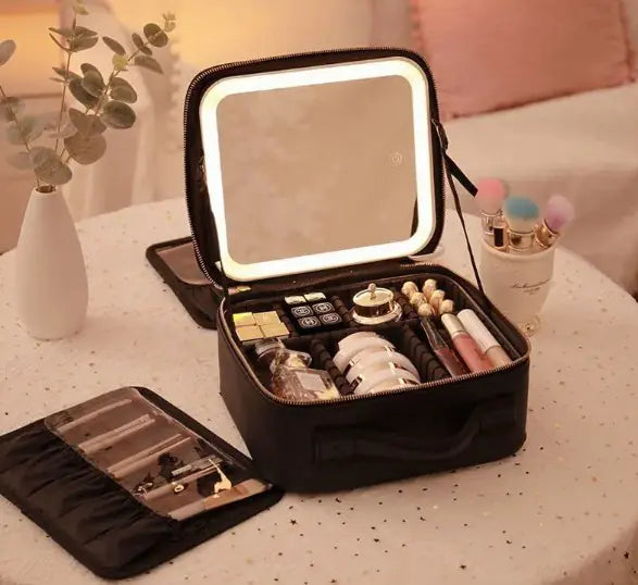 LED Mirror Cosmetic Bag