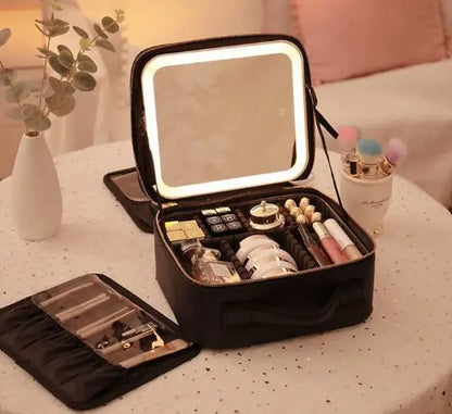 LED Mirror Cosmetic Bag