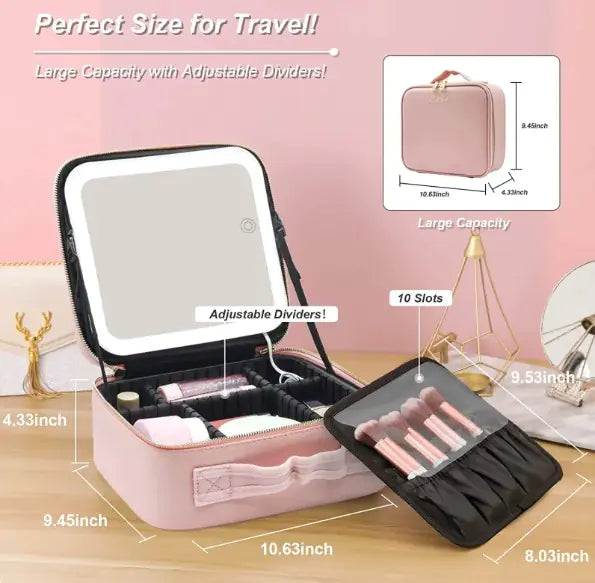 LED Mirror Cosmetic Bag
