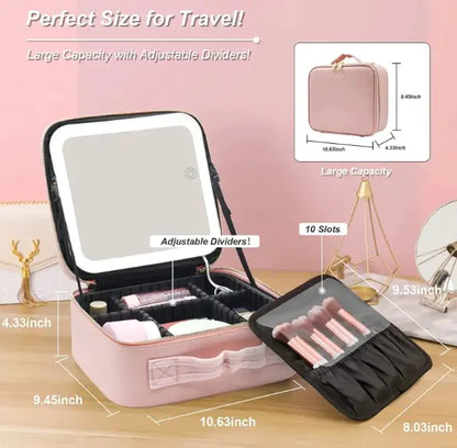 LED Mirror Cosmetic Bag