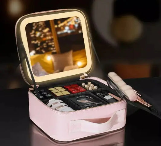 LED Mirror Cosmetic Bag
